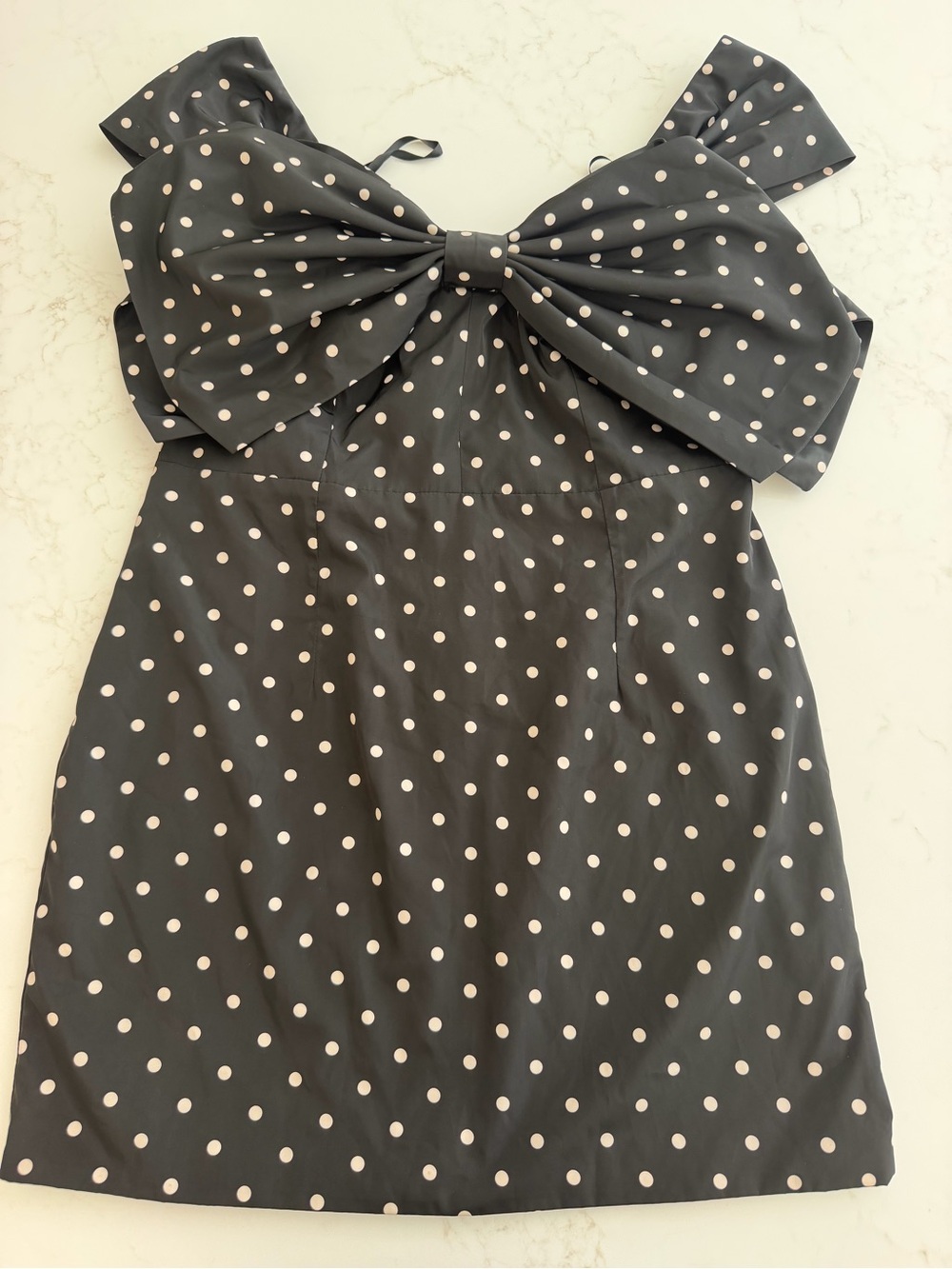 Bardot Black & White Polka Dot Bow-Front Dress